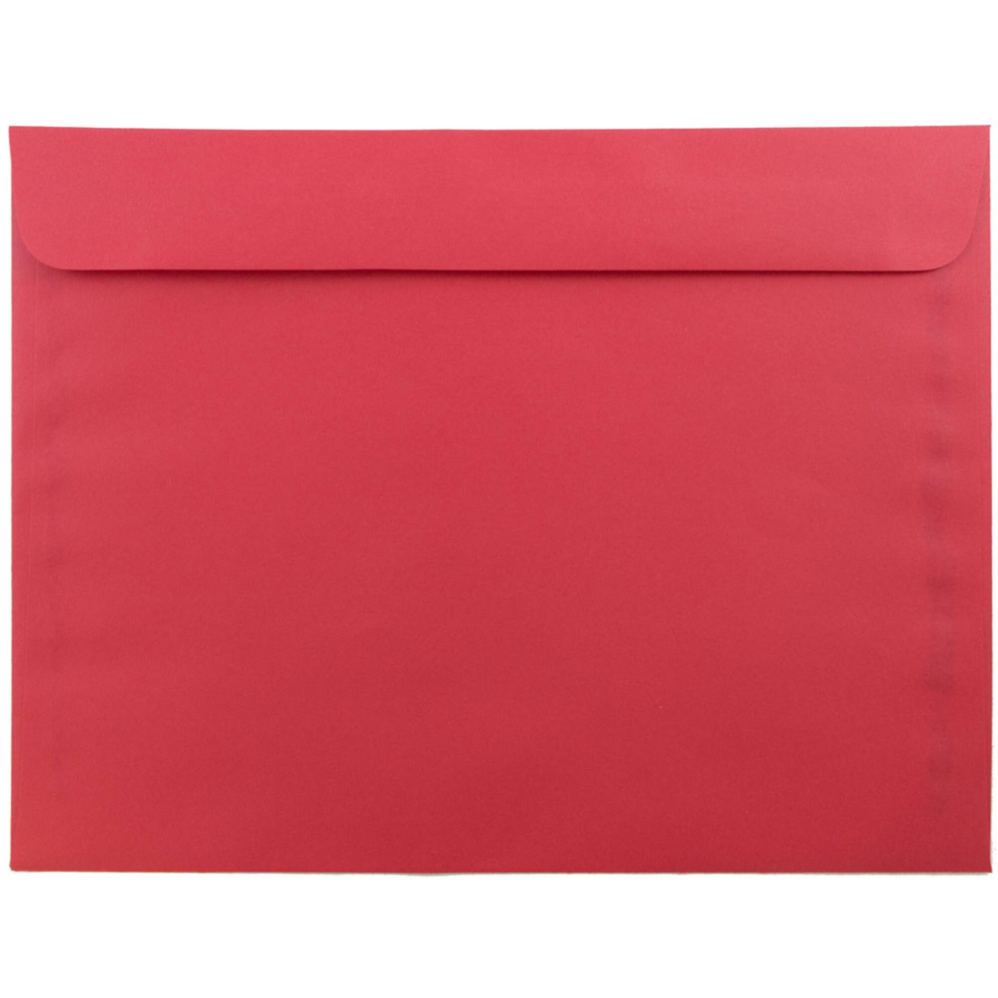 JAM Paper 9" x 12" Brite Hue Christmas Red Booklet Colored Envelopes, 100ct.